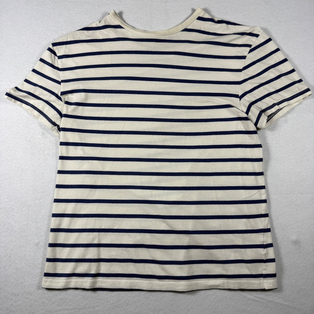 Topman Striped T-Shirt Mens Large Blue White Nautical Cotton Crew Neck Tee